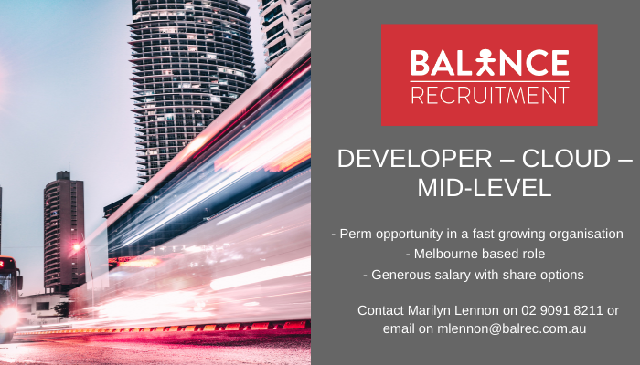Balance_Recruit's tweet photo. JOD! 5 years + skills as a senior mid level Developer. Sounds like you? Call Marilyn for info 02 9091 8211 https://t.co/lMYAwzvJSl #clouddeveloper #devjobs #itjobs #itmelbourne #balancerecruitment https://t.co/cGvZOGUloZ