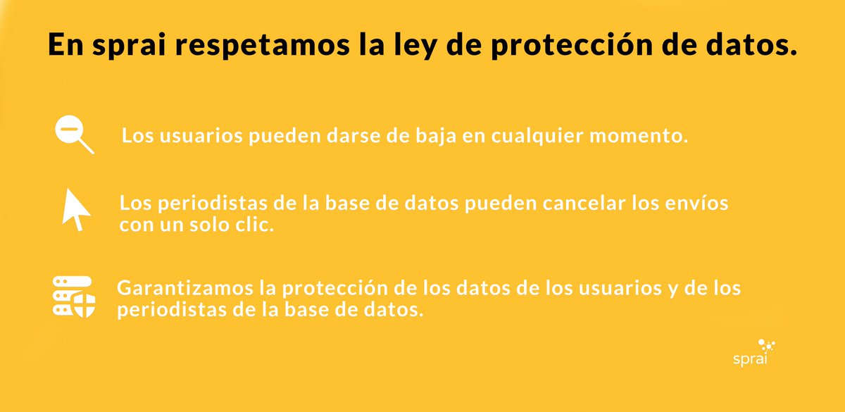 sprai_io's tweet image. ▶️ En @sprai_io, respetamos el RGDP. 
.
Para nosotros,la seguridad de la información sobre los periodistas, bloggers e influencers de nuestra base de datos y la de nuestros usuarios es fundamental. 
.
Además,no realizamos spam ni mandamos publicidad.  #seguridad #rgdp #protección