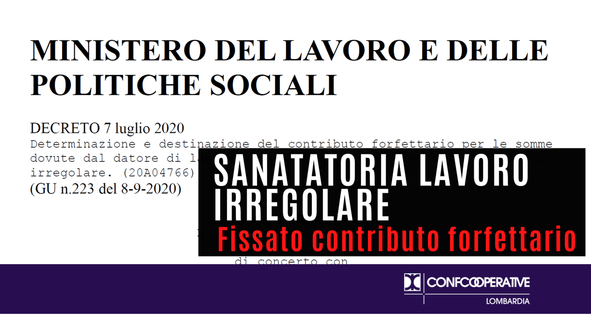 Sanatoria lavoratori irregolari, fissato il contributo per il datore di lavoro 
Vuoi saperne di più? Leggi qui 👇👇👇
lombardia.confcooperative.it/Dettaglio/ArtM…