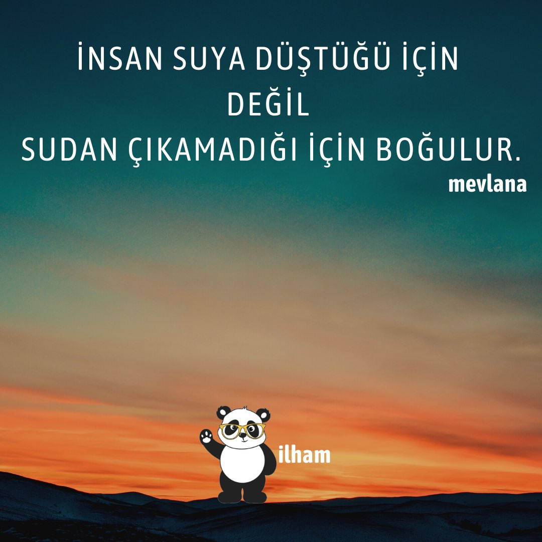 Hayatın iniş ve çıkışları insana varolduğunu hatırlatır. İnsan suya duştüğü için değil sudan çıkamadığı için boğulur. #pandailham #eğitmenpanda