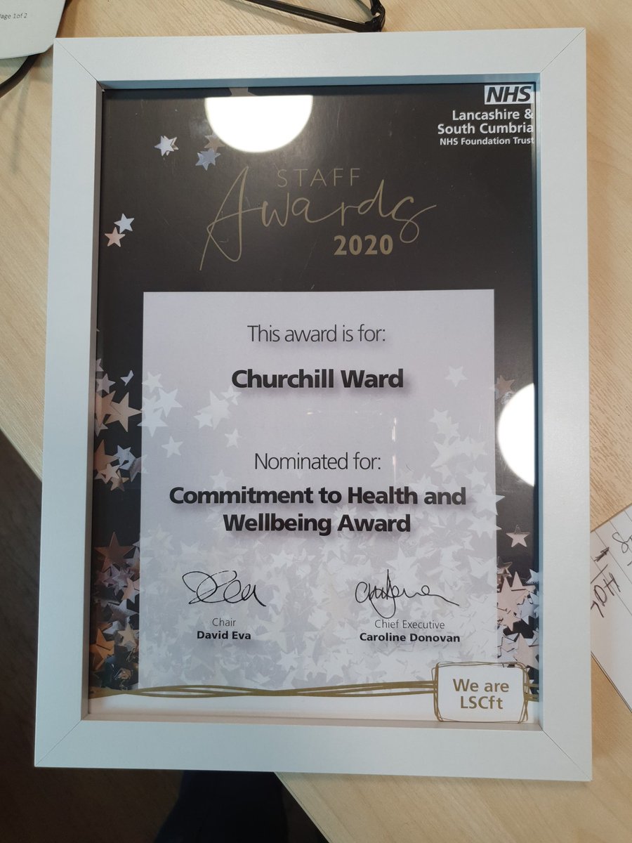 Proud moment, Churchill ward has been nominated for staff awards. Keep up the excellent work🙂 #theharbour #teamchurchill #staffawards2020