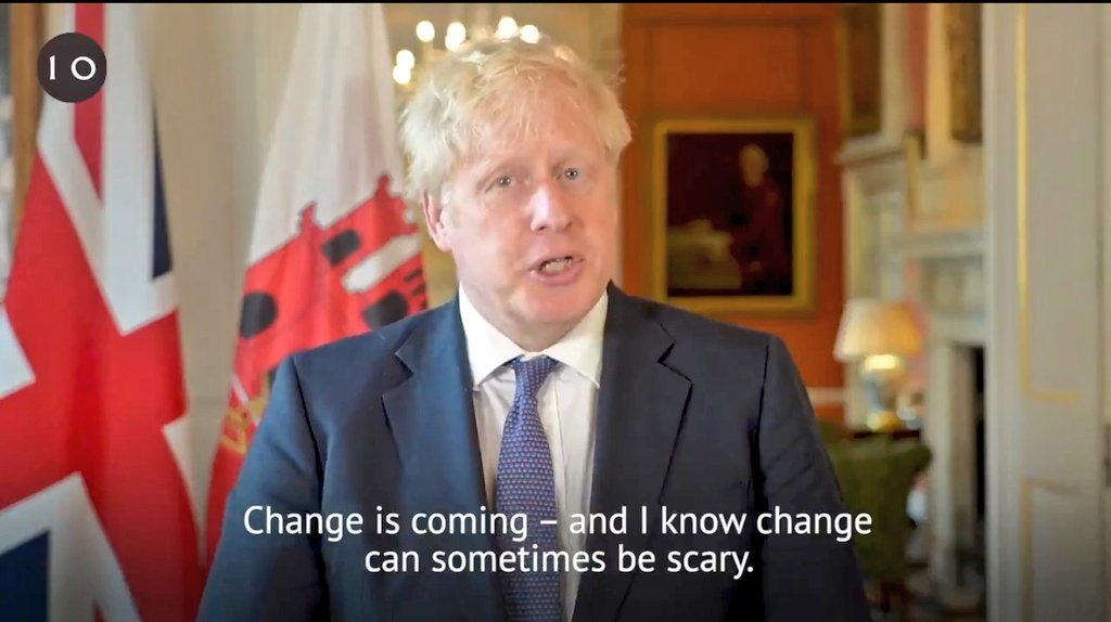 Gibraltar is 7km² with a population of 33k, it depends on Spain for food, health services and mobility. Change can be scary, Johnson says from Downing St, like an HR manager explaining over Skype that redundancy at 55 is an opportunity to be seized.