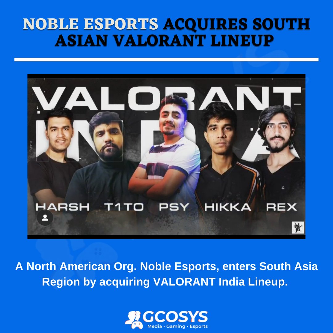 gcosys's tweet photo. An American eSports Organisation @noblegg steps into South Asia Region by acquiring a VALORANT India Squad. They have shown promises to enter other games such as CODM, PUBGM, FreeFire, FIFA
#noblegg #valorant #playvalorant #esports #esportsindia  #esportsteam #esportsinindia https://t.co/LIdib3KPmb