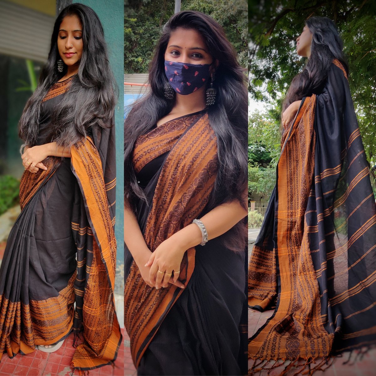 Pretty Handwoven khadi cotton saree #VocalForLocal #vocal4handmade #handloom #SareeTwitter #khadicottonsaree #textilesofindia #weavesofindia #SupportSmallBusinesses #supportlooms