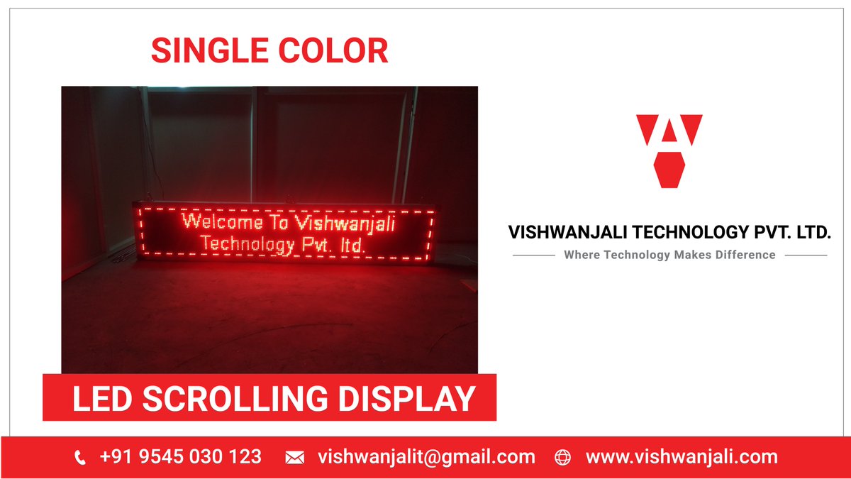 VishwanjaliT's tweet image. SINGLE COLOR LED SCROLLING DISPLAY..

Website : vishwanjali.com

All inquiries are welcome !!

Call now for more information..

#Ledscreen #SingleColorLed #ScrollingDisplay #leddisplay