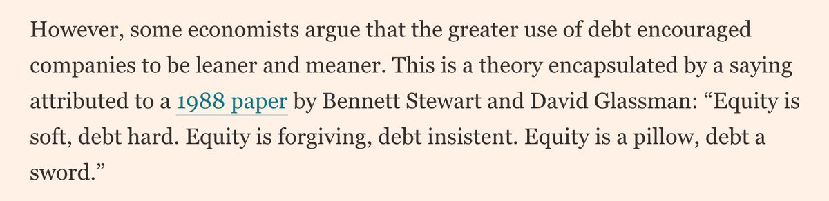The core reasons for the shift in what some proponents termed "efficient" balance sheets has been the tax advantages of debt, falling interest rates, and a encouragement to make companies return more money to shareholders.