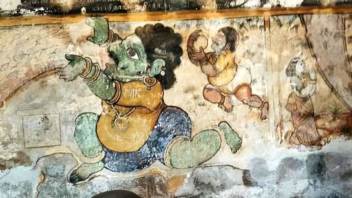 Painting which are found there are mostly influenced by Buddhists. In South Indian temples Paintings have been used vastly. Kailash Temple, Tanjore Temple of Rajarajeshwar are full of depiction of entire folk life of that time.