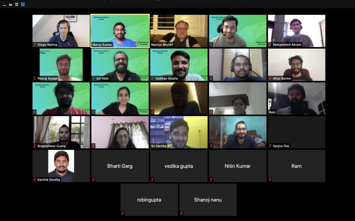 manoj9788's tweet photo. #Selenium #Grid Workshop. The first set of lucky folks who get to know the nitty-gritty of Selenium 4 Grid. Over 25+ participants with great energy and interactive.
#SeConf2020 #Selenium #webdriver @seleniumconf @SeleniumHQ @diegofmolina @mmerrell https://t.co/v7Cg3DeOw3