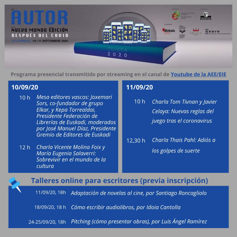 AEEEIE's tweet photo. Hoy y mañana en las Jornadas #Autor20 reflexionaremos sobre los retos y el futuro del sector editorial con expertos nacionales e internacionales. No te pierdas las #VIIJornadasAutor. @Irekia #gremioeditoreseuskadi #bibliotecaforalbizkaia @CEDROenlinea https://t.co/EIDGVlf369
