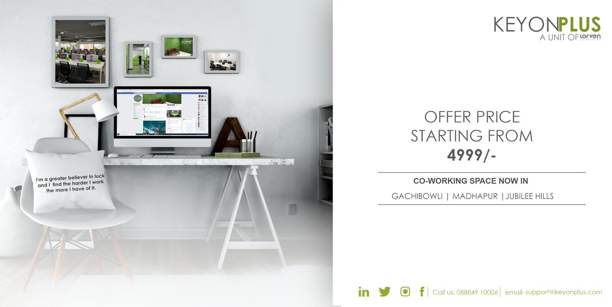 keyonplus2's tweet photo. Are you looking for a flexible office solution – private office,or meeting rooms? 
👉 Come by and take a tour at Keyonplus. Coworking. Seriously. 
📞Contact us at: +91-8884910006
#coworkinghub #privaterooms #managerrooms #bestcoworkinghub #privatecabins #thursdayvibes https://t.co/eP3JBXOWK9