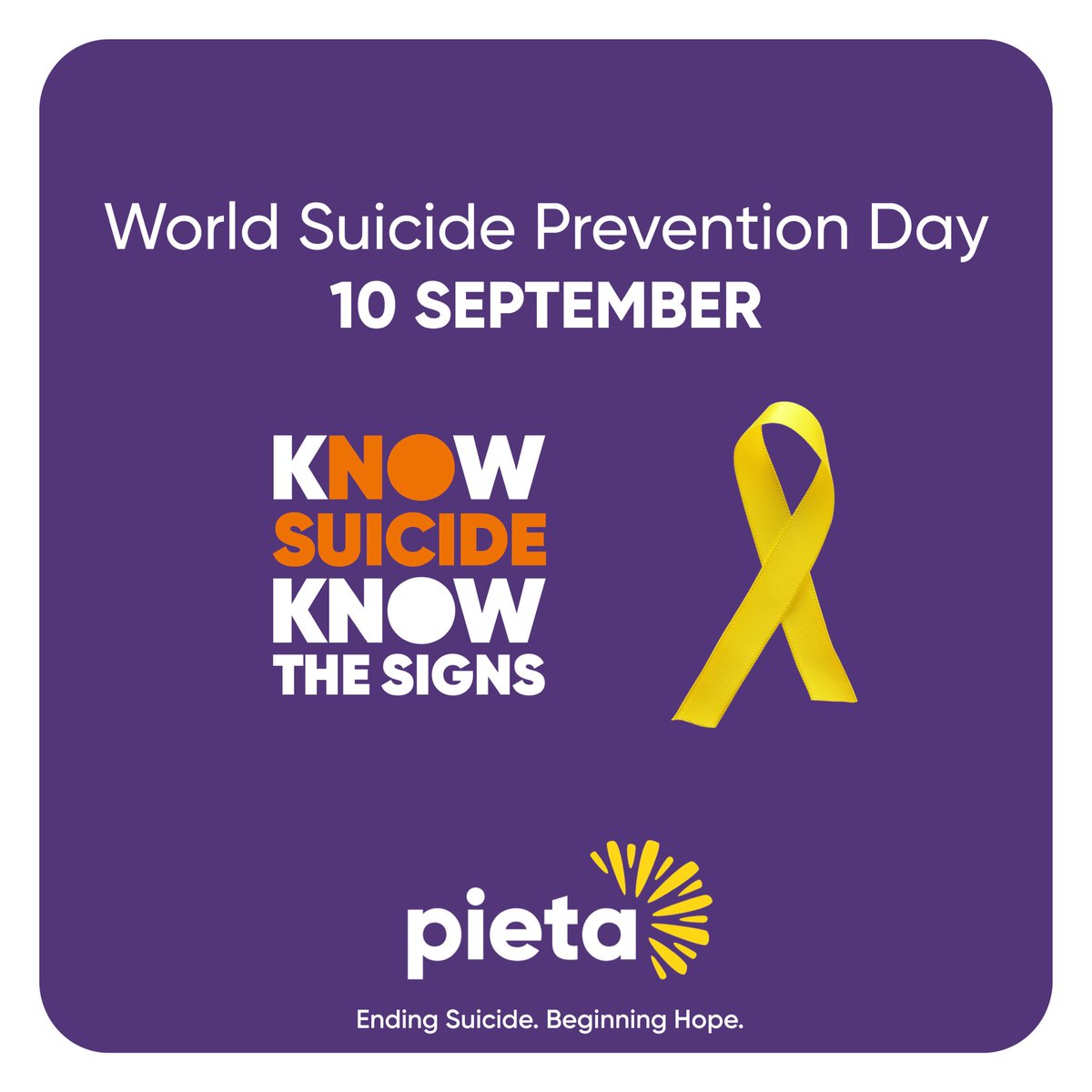 On World Suicide Prevention Day Pieta want to inform you of potential suicide warning signs & steps to take when supporting someone in a suicidal crisis. Please visit  https://www.pieta.ie/how-we-can-help/know-the-signs/ today to understand the potential Signs of Suicide  #WSPD2020    #SuicideSignsPieta 1/5