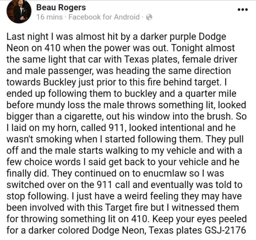 NEW: Huge Fire in Bonney Lake right behind Target in residential areas. A bystander witnessed a couple throw an incendiary device out of their vehicle in brush nearby the Target.  #WestCoastFires  #BonneyLake