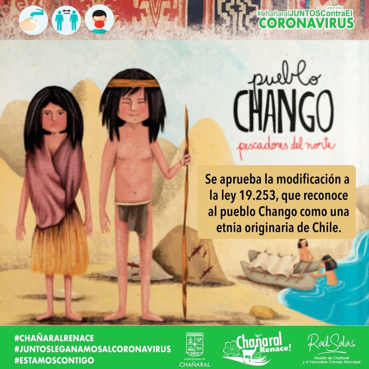 Celebramos la modificación a la Ley 19.253 que reconoce al pueblo #Chango como una etnia originaria de #Chile.

#Camanchacos #Chañaral #Atacama #ChañaralRenace <a href="/municipchanaral/">Municipalidad de Chañaral</a>