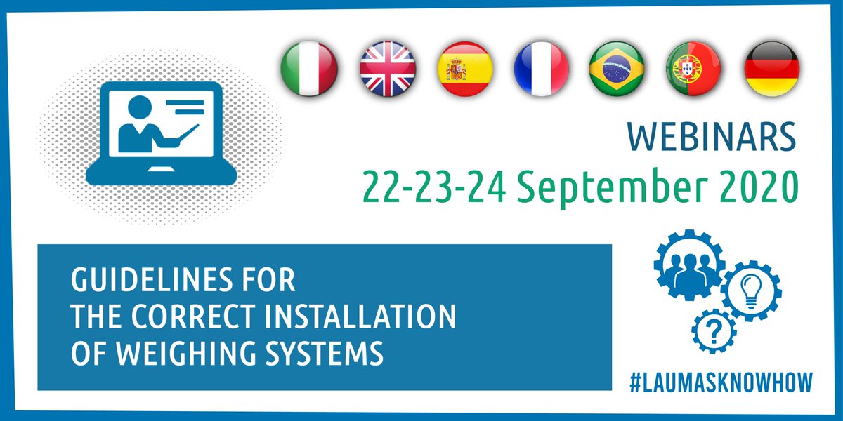 laumas1's tweet photo. New free Webinar, available in six languages:
📌Guidelines for the correct installation of Weighing Systems.
View the AGENDA in your language and REGISTER here:
https://t.co/shwFdhUaEn
#LAUMASKnowHow #WeighingSystem #LoadCell #WeightIndicator #WeightTransmitter #FreeWebinar https://t.co/V1FXhQaGQT