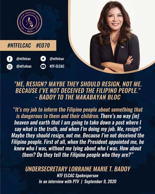 Cloud28Red's tweet photo. Support USEC Badoy as she helps our fight against the enemies of the state particularly the NPAs.
#YesToAntiTerrorismLaw
#ElagoResign
#BrosasResign
#ZarateResign
#CastroResign
#CheatingVotingMachines
#ComelecFraudster
#CrabAtienza
#LetLeniLeave
#OustKiko
#NeverAgain https://t.co/B6sb5HFgGa