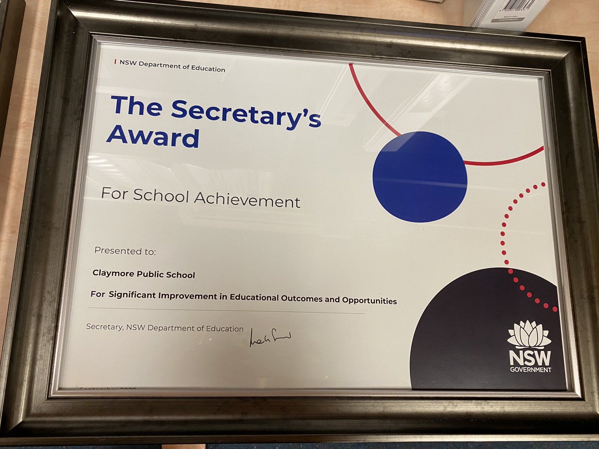 claymore_ps's tweet photo. Claymore PS has received a 2020 Secretary’s Award for Significant Improvement in Educational Outcomes and Opportunities for students. This award recognises the significant improvement in whole school culture and practice that has occurred from 2012 to present #claymorepride❤️ https://t.co/8aFmZv6UpV