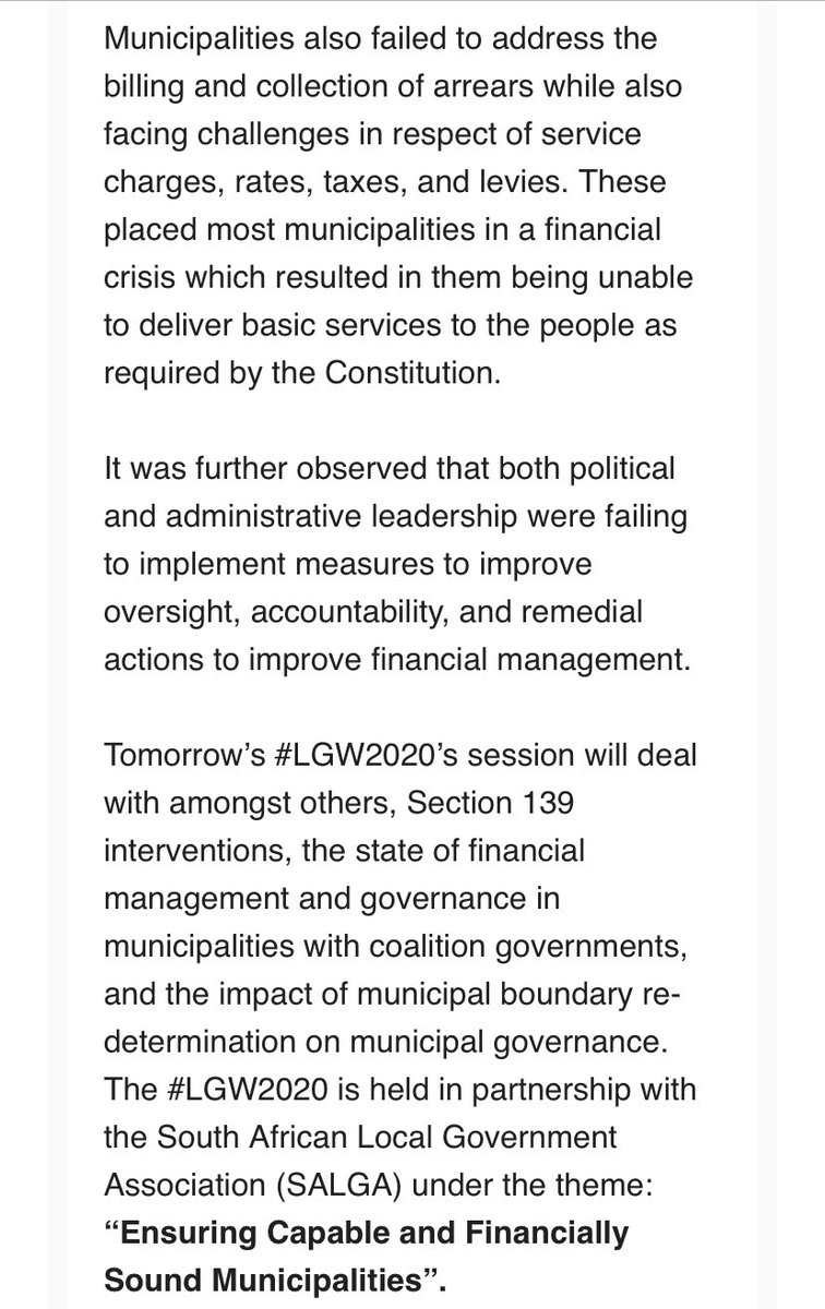 ParliamentofRSA's tweet photo. #NCOP CHIEF WHIP CALLS FOR INTEGRATED SERVICE DELIVERY IN MUNICIPALITIES #LocalGovernmentWeek2020 #LGW2020 https://t.co/bWoTaPUMnL