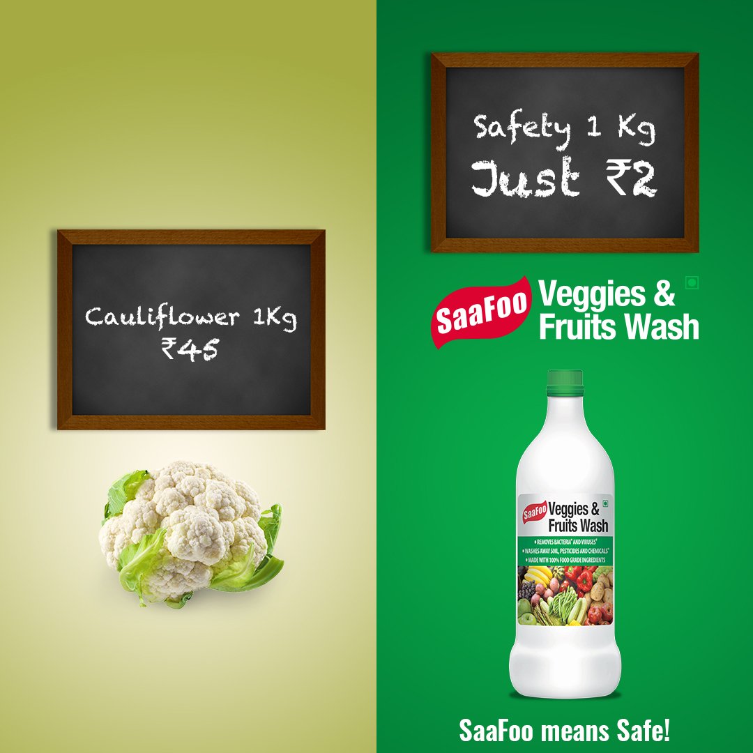 SaafooIndia's tweet photo. ₹2 is all it takes to ensure the safety of your family from the germs & contaminants lurking on the surface of the fruits & vegetables you buy.
#ShopNow: https://t.co/a9HnnK6llj
#SaaFooMeansSafe #SaaFooit #Healthy #WashVegetables #VeggieWash #SafeVeggies #VeggiesAndFruitsWash https://t.co/RW6M8BBbge