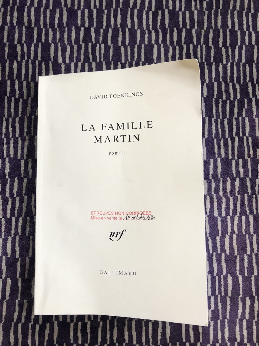 AmlieCordonnier's tweet photo. Avis à ses fans: le nouveau roman @DavidFoenkinos #LaFamilleMartin, paraîtra le 1er octobre @Gallimard. C’est l’histoire d’un écrivain en panne d’inspiration qui décide de faire de la 1ère personne rencontrée dans la rue le sujet de son prochain livre. Drôle et tellement malin! https://t.co/GH6FXcLkN6