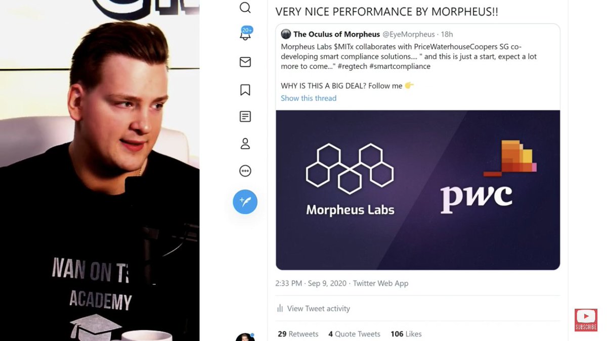 EyeMorpheus's tweet photo. Watch @IvanOnTech covering the $MITx Morpheus Labs + PWC partnership around 21min (and a bit of self-promotion... wish my gf looked at me like Ivan looks at ML 😉)

https://t.co/inD69Vrvj3 https://t.co/qc55owqf5T