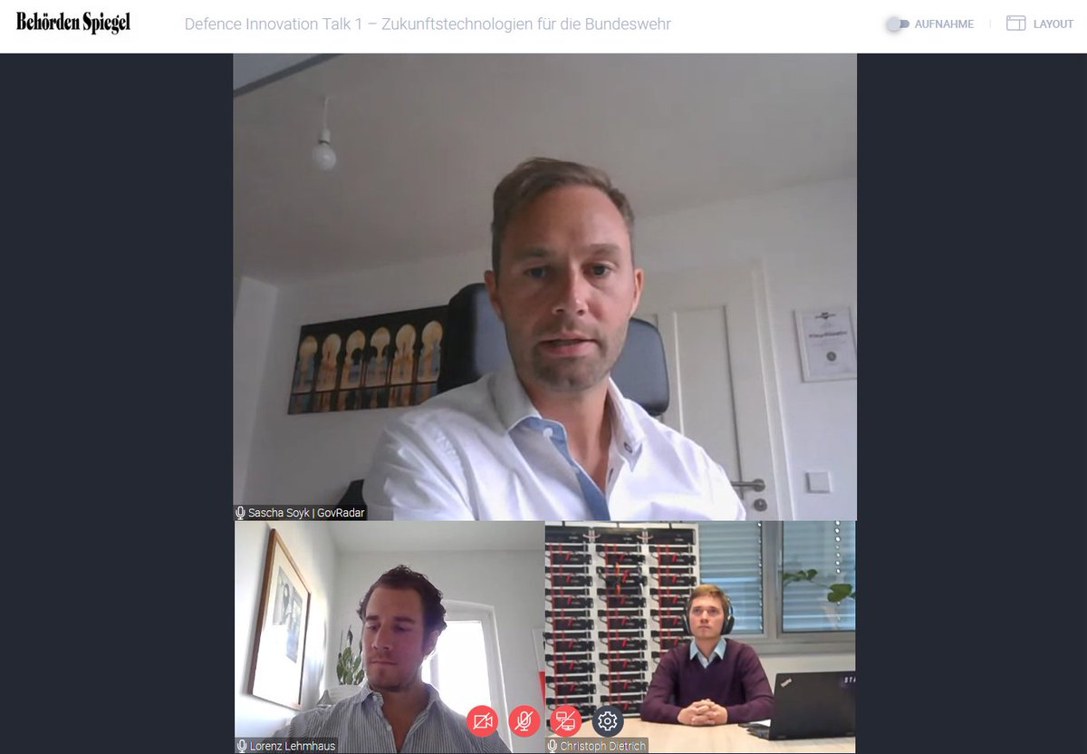 BauerBene's tweet photo. Beim heutigen #Defence #Innovation Talk von @BehoerdenNews stehen Sascha Soyk von GovRadar und Christoph Dietrich Stabl/MBee im Fokus. Gewinnen Sie kompakt Einblick in die Motivation junger Gründer im Bereich #Sicherheit und #Verteidigung! https://t.co/JwBTqYPflC @bundeswehrInfo https://t.co/b9HvLqNW8F