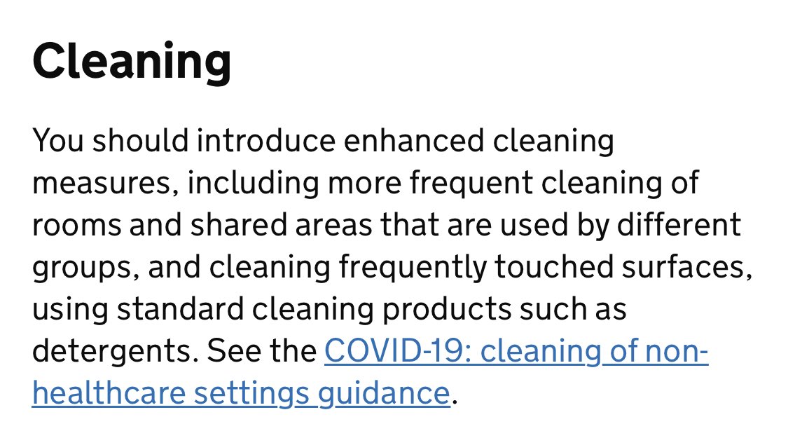 “Enhanced cleaning measure” take no account of WHO is doing the cleaning and how they will be protected, ignoring that cleaning staff in HE are disproportionately BAME, precarious, and outsourced. Passive voice galore. If there’s more cleaning, there’s a PERSON doing the cleaning