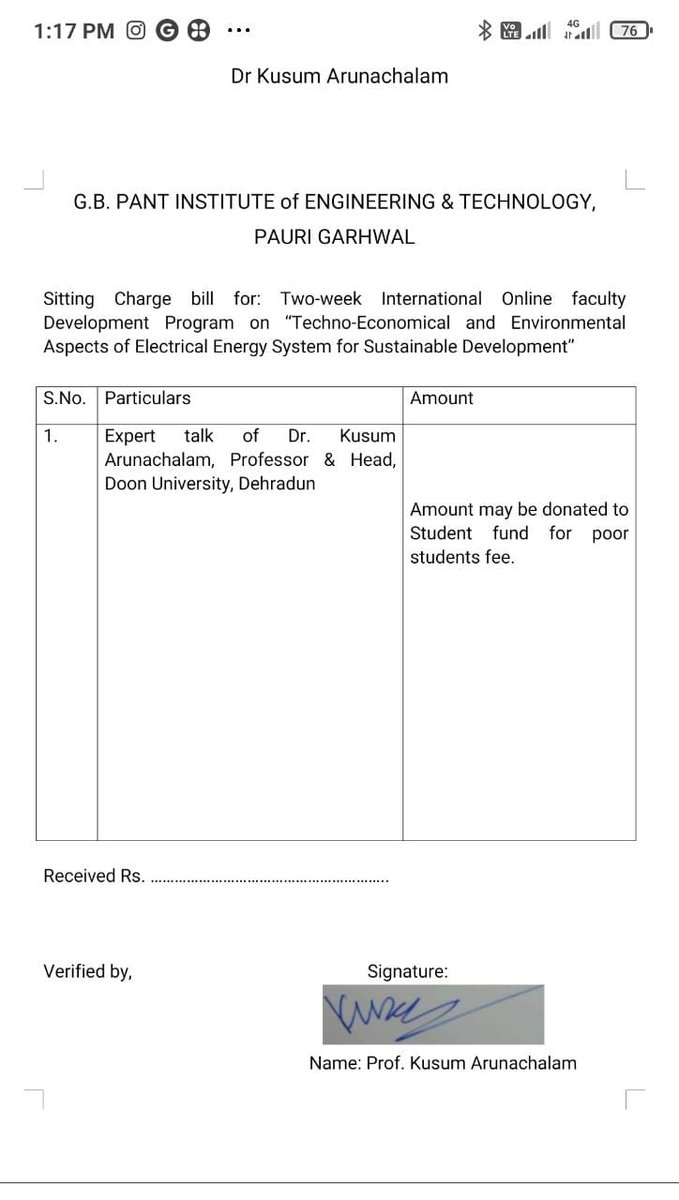 gbpietpauri's tweet photo. #DrKSBartwal from #RRCATIndore and #ProfKusumArunachalam @doonuniversity humbly donated their Sitting charges as expert on the ongoing #2WeekOnlineInternationalFDP in #ElectricalEngineeringDepartment in the #PoorBoysFund. we @gbpietpauri are heartful to their generous gesture https://t.co/pVifXOBusr