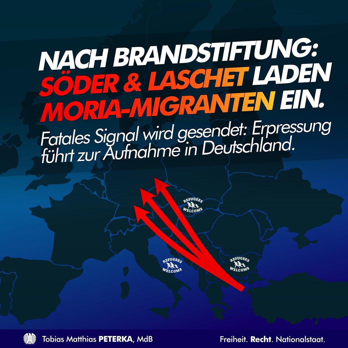 '#Flüchtlinge' in #Moria: Nach #Brandstiftung (#Feuer) durch  plädieren #Laschet & #Söder für #Aufnahme (#RefugeesWelcome). Das ist eine #Katastrophe & ein fatales Signal.  Was sagt #Innenminister #HorstSeehofer dazu? Der wirkliche #Warntag2020.  / Q: bit.ly/3bJ6KN5