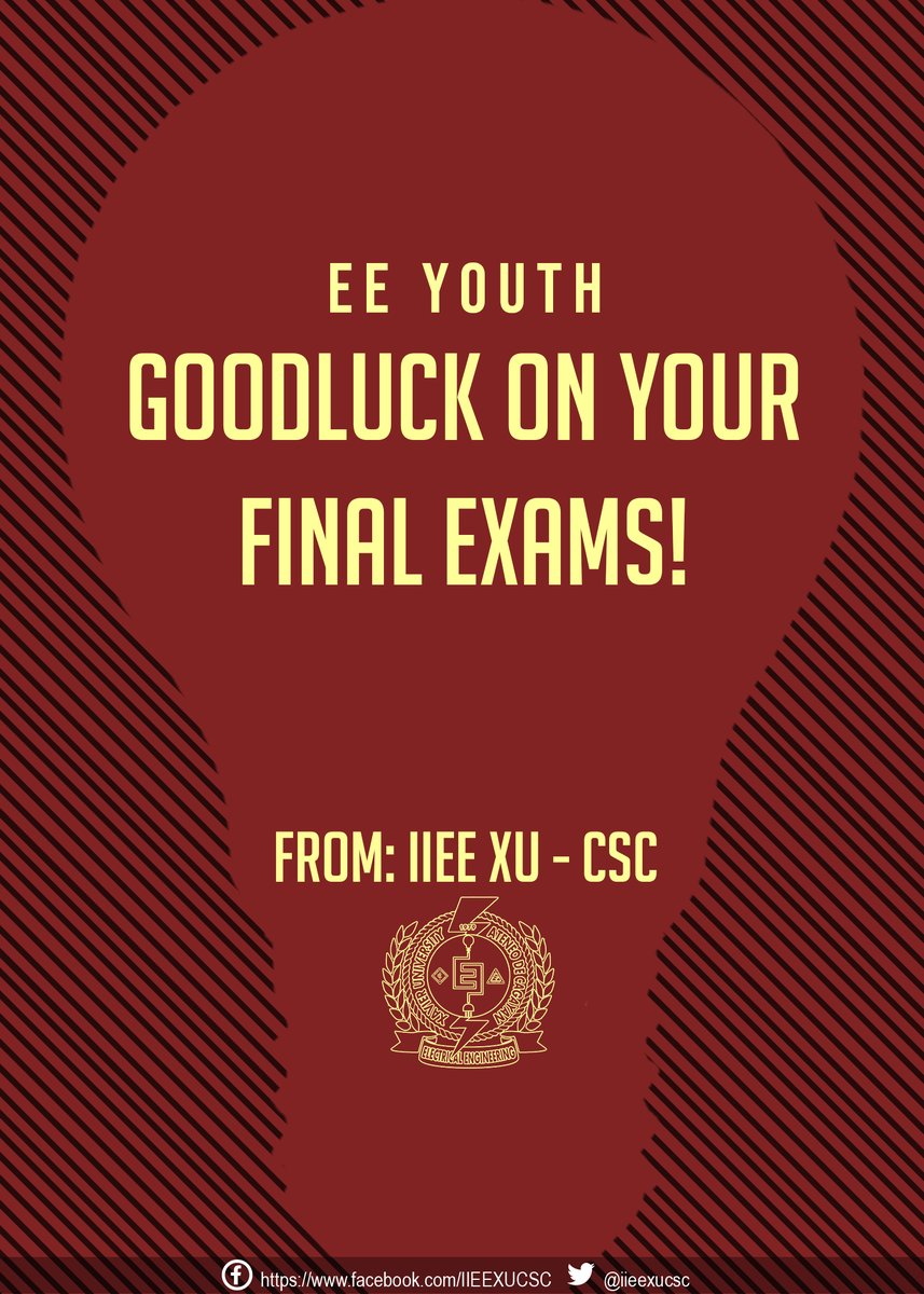 iieexusc's tweet photo. Don’t let the fear of failure and academic anxiety consume what you have worked so hard and so far.
The IIEE XU-CSC family is with you on this endeavor and we wish you the best of luck.
KumbatEE, mga ka-EE!
#IIEEXUCSC
#EEyouth https://t.co/uPmER9kfmj