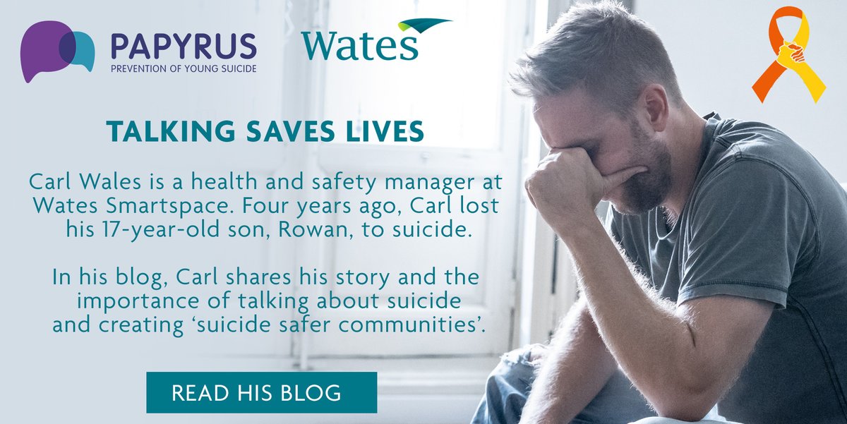 WatesGroup's tweet photo. Carl Wales is a H&S manager at Wates Smartspace. 4 years ago, Carl lost his 17-year-old son, Rowan, to #suicide. In this blog, Carl discusses how talking can help #savelives.
Read the blog: https://t.co/N2hs3ceOeU
#worldsuicidepreventionday #wspd @PAPYRUS_tweets https://t.co/h0Bgbb2sEe