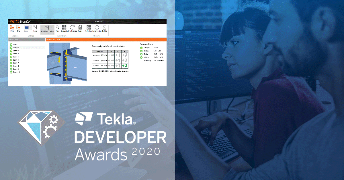 IDEA_StatiCa's tweet photo. #IDEAStatiCa #Checkbot for Tekla Structures - a brand-new application for automated steel connection design, is one of 10 hot candidates for #Tekla Developer Awards 2020.
Don't let us down and vote for our app now!
https://t.co/PDcgVpHzDW
#teklaopenapi #teklastructures https://t.co/vGCMUuiPHX
