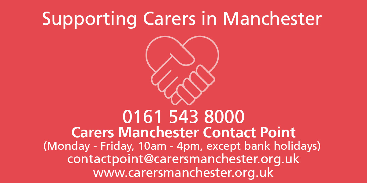 Our friends <a href="/CarersMcr/">Carers Manchester</a> are here for carers living in Manchester.

The Contact Point is a new service in the pathway and acts as a first point of contact for all unwaged carers in Manchester, who require advice and support.