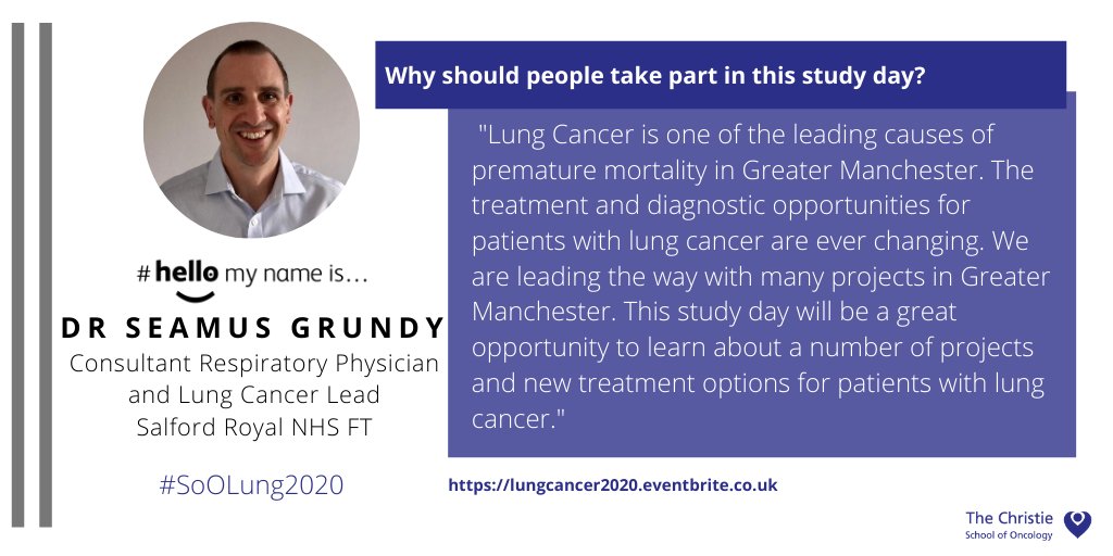 CICEManchester's tweet photo. #HelloMyNameIs .... @lung_doc_ 👋

Meet Dr Grundy from @SalfordRoyalNHS. We will be welcoming him to #SoOLung2020 on 29 Sept to talk discuss the @GM_Cancer Lung Pathway.

Join us virtually for this extensive day!
https://t.co/btwjfwjQwJ https://t.co/k7wMcgGg1t
