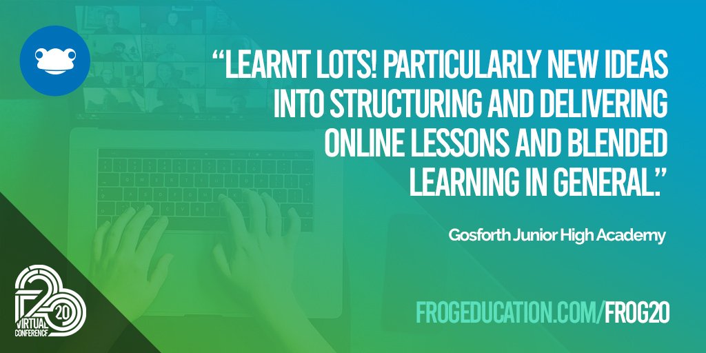 FrogEducation's tweet photo. Lots of positive feedback shared from attendees of #Frog20. Missed out? Take a look at the next Frog-hosted virtual event coming up in November 👉
✅ All schools welcome
✅ Free to attend
https://t.co/i3TshZeoei
#edutwitter #blendedlearning #education #schools https://t.co/TlnSNL0vMj