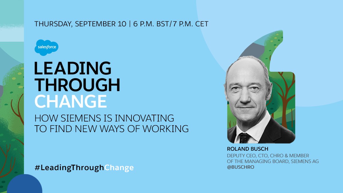 Tune in this evening at 6pm BST to hear from <a href="/Siemens/">Siemens</a> Deputy CEO <a href="/BuschRo/">Roland Busch</a> in the next #LeadingThroughChange 

Set yourself a reminder below and join us right here on Twitter 👇