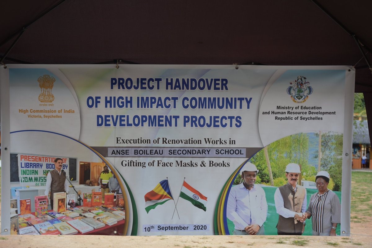 hci_seychelles's tweet image. HC Gen Suhag inaugurated the renovations of Anse Boileau Secondary School, project undertaken under High Impact Community Development Projects (#HICDP) Phase-I in #Seychelles by Indian Grant. This project, costing SCR 2.39 Million was completed ahead of schedule #IndiaSeychelles