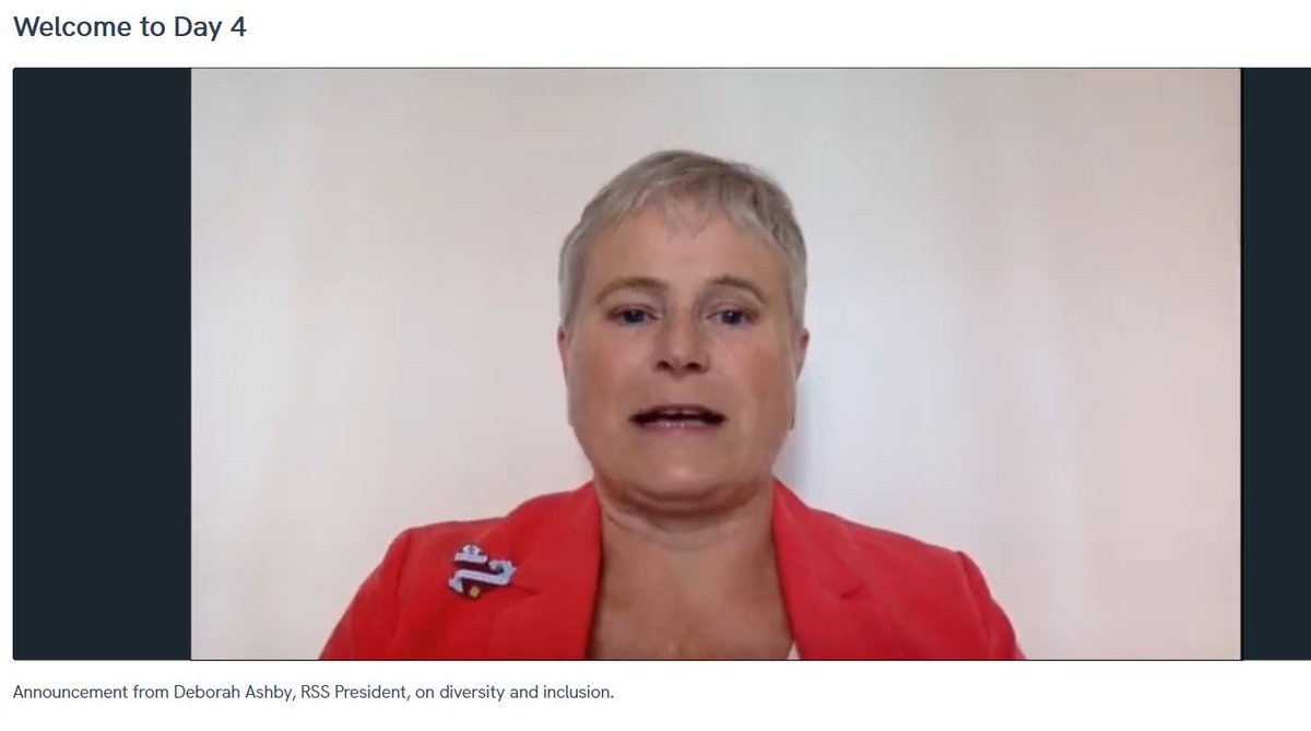 Prof  @Deborah_Ashby welcomes attendees to this day  @RSSAnnualConf by stating what we can do to fight racism and discrimination and to promote diversity, equality and inclusion  #RSS2020Conf