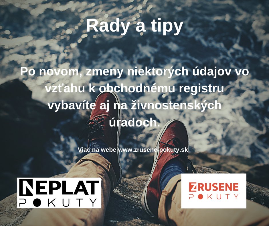 Niektoré zmeny v obchodnom registri vybavíte po novom aj na živnostenskom úrade

https://t.co/pyDDwbHAq3
:
:
#zrusenepokuty #neplatpokuty #pokuty #dane #podnikanie #slovensko #prednasky #dobravec #vzdelavanie #slovak #zakony #pomahame #financie #sloboda #podnikatel #podnikatel https://t.co/kxvtI3K88I