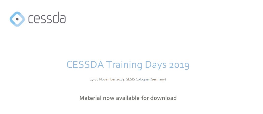 CESSDA_Data's tweet photo. Check this out! #Training material from the #CESSDA TrainingDays 2019 is now available for download! #videos and #presentations on #dataharmonization #bigdata #socialmedia #geodata and... so much more! #CTD19
https://t.co/PjTbwdX2cY https://t.co/0BEazexVlh