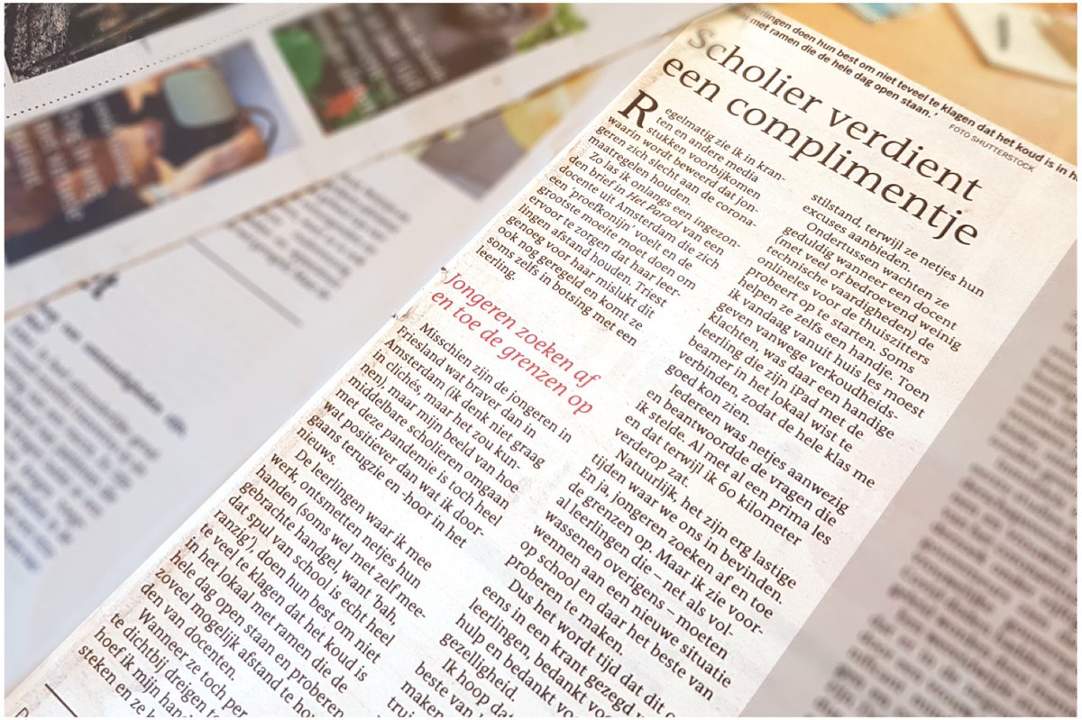 Scholier verdient een complimentje 🎖 Mooi ingezonden stuk in de Leeuwarder Courant van Bornego- docent Femke Swarte!