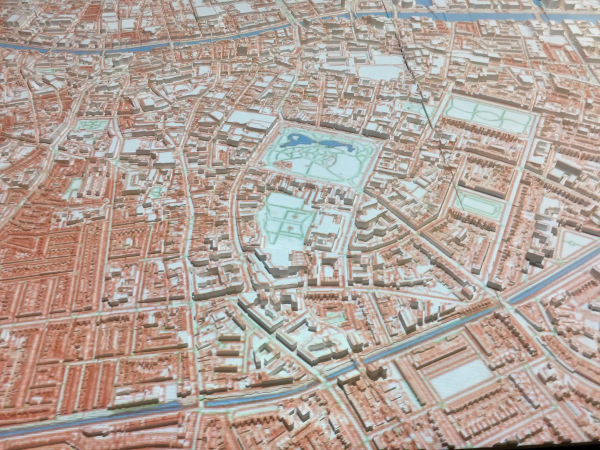 FFrink's tweet photo. This is looking really good. The physical model of Dublin is white, so all the colours you see are being projected onto it. It's no mean feat to get this working on an area this large indoors , kudos to my @dashbuild colleague @MarkLinnane https://t.co/9R2iAyoxR6
