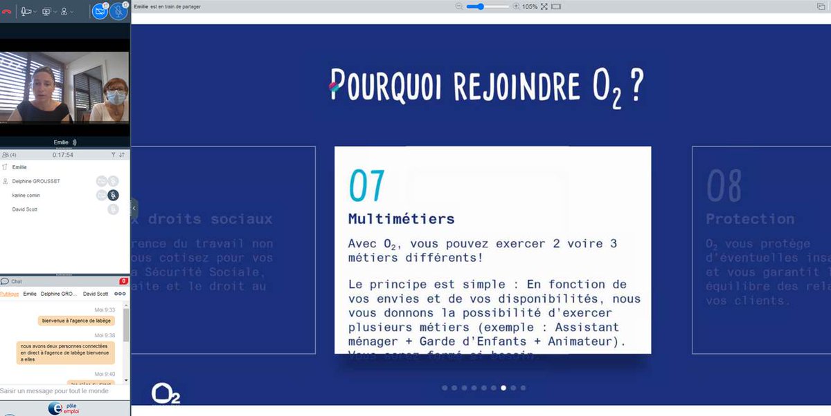 #versunmétier reprend à distance avec la présence du groupe O2 spécialisé dans le service à la personne.
une collaboration avec le @poleemploi de Labège et celui de Villefranche-de-Lauragais

une réussite grâce à #avaya 

bravo à toute l'équipe