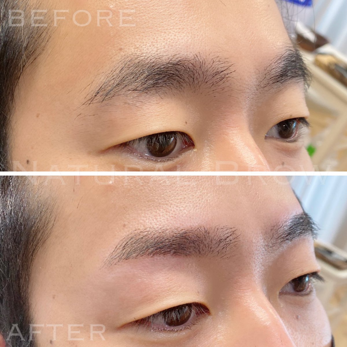 メンズ眉サロン Natural Brow こちらのお客様は自眉よりキリッとした眉をご希望でした 丸みを少しお取りし上ラインをストレートっぽくしてバランスよくキリッと仕上げさせて頂きました 眉毛 眉 眉サロン 眉毛サロン 男性専門店 ワックス脱毛