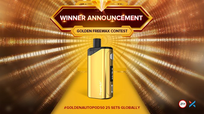 Freemaxvape's tweet photo. 🎉Congratulations to our #GoldenAutopod50 winner @helenking6
Please dm us to claim your prize.
The 3rd round #GoldenMaxus100w limited edition event will begin soon💙Please stay tuned. Good luck fam!😘
⚠️For 21+ only.
#GoldenFreemax #GoldenMaxpod #GoldenAutopod50 https://t.co/sZZZ6Hv5Sh