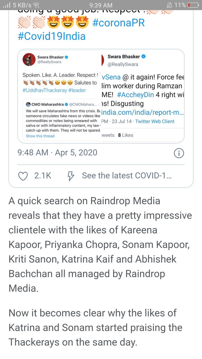 @Anne91825675 @smitaparikh2 Raindrop&SpicePR should be investigated.2 toxic mafia PR that brutally backstabbed&attacked SSR all his movie career life&even after death
@dir_ed& @NIA_India shud check their funding to reach masterminds of nexus that are being protected by slandering SSR