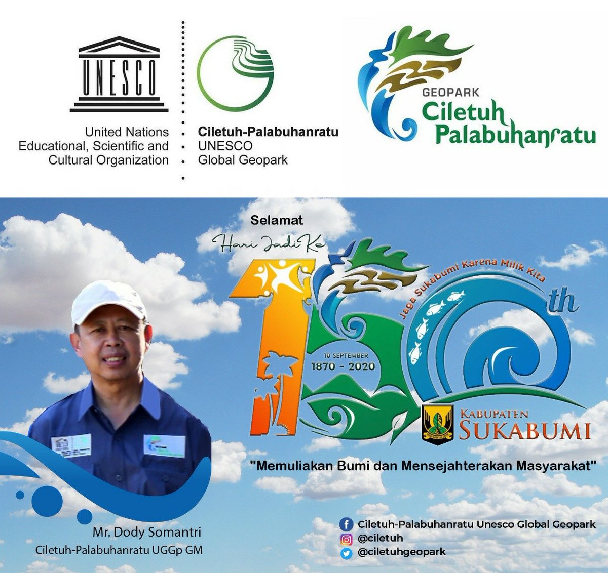 ciletuhgeopark's tweet photo. Dirgahayu Kabupaten Sukabumi ,
Badan Pengelola Ciletuh-Palabuhanratu UNESCO Global Geopark
"Memuliakan Bumi dan Mensejahterakan Masyarakat"
by : Mr Dody A Somantri ( GM )
Thx for visit
" The first land of the western Java island "
#cpugg #geopark #ciletuh
@sukabumiface https://t.co/LQ3GBgstL3