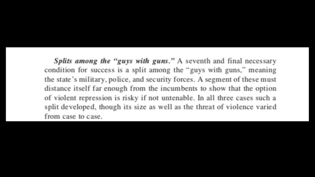 12 of 17.By "coercive forces," McFaul means "the state's military, police, and security forces."McFaul calls them the "guys with guns."The trick is to divide them, so they will be hesitant and indecisive when the rioting starts, and will agree to stand down.