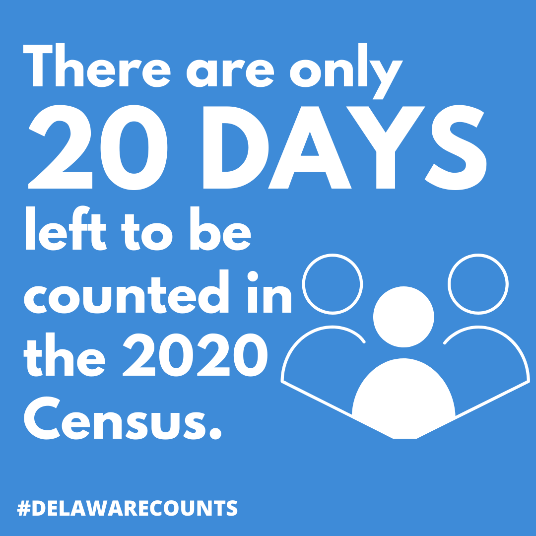 DelawareCounts's tweet photo. Your time is running out! Support your community by completeing your 2020 Census. Go online to https://t.co/CLTPq0KhVx or call 1-844-330-2020 to participate today. #DelawareCounts #Census2020 https://t.co/Qah8dEFu5T
