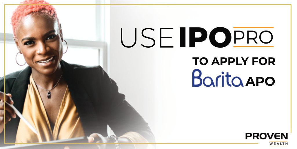 weareproven's tweet photo. Here's an EASIER way to apply for the Barita APO with PROVEN Wealth's IPO PRO!
Learn more: https://t.co/N9O0H0Rk4F
#WealthMadeEasier
#IPOPRO
#BaritaBOSS
#WealthMadeAccessible https://t.co/gWBqwrLy6N
