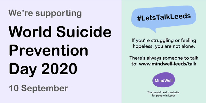 Today is #WorldSuicidePreventionDay. Many factors in life can lead people to suicide,  there are resources and support options available to tackle as many of these as possible. Check 
@MindWellLeeds and their campaign today. buff.ly/2xUf2OX
#LetsTalkLeeds @MHealthyLEEDS